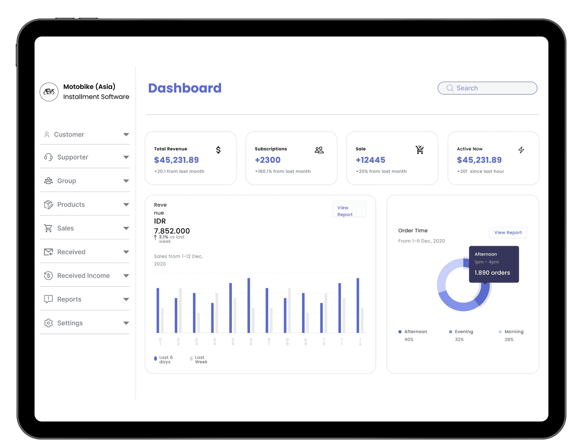 Motorbike POS Dashboard